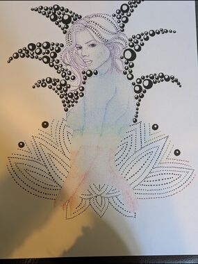 Pointillism Woman Art Print in Multicolor Dots